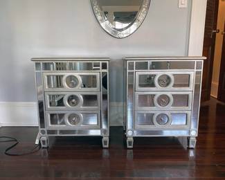 3 Drawer Mirrored Nightstand