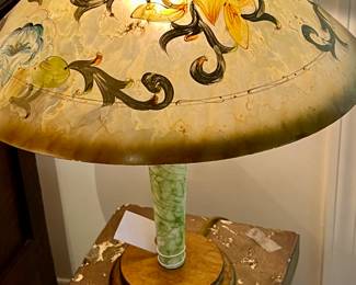 Hand Painted Glass Lampshade on Lamp