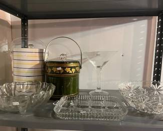 Glassware and vintage coolers.