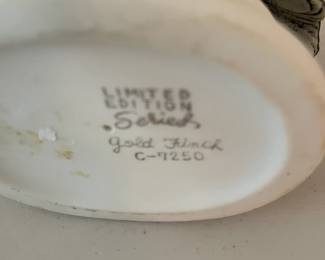 Gold Finch bird figurine Napco porcelain yellow black limited edition C-7250.