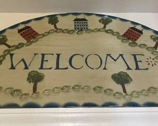 Wooden Welcome sign.