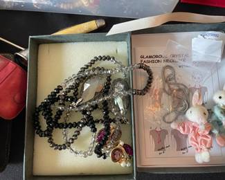 Assorted costume jewelry.