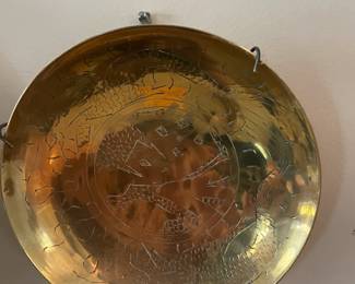 Antique Chinese solid brass hand engraved bowl.