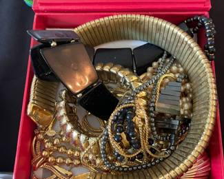 Assorted costume jewelry.