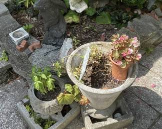 Concrete planters and garden ornaments.