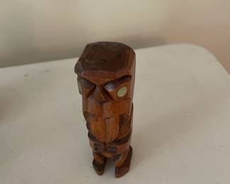 Vintage carved teak wood Tiki sculpture Hawaiian totem.