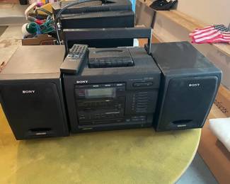 Sony portable stereo with speakers.
