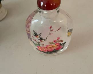 Vintage reverse painted double sided snuff bottle.