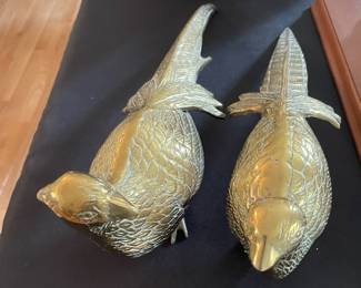 Pair of brass pheasants.