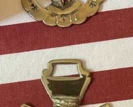 Vintage Queen Victoria brass horse harness ornament medallion decoration.