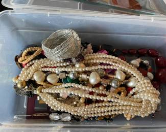 Assorted costume jewelry.