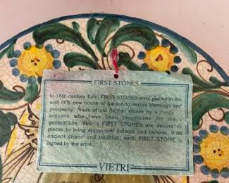 Frantantoni for Vietri Italy terracotta St. Francis 11" tile wall garden plaque.