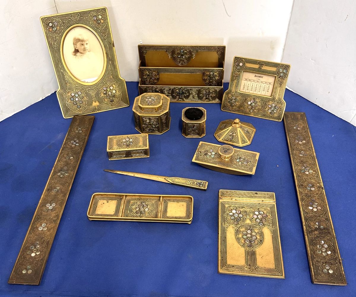 Tiffany Studios Abalone 11 piece Desk Set