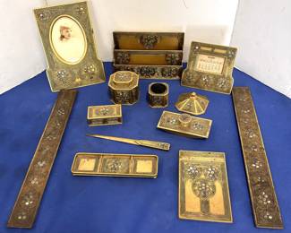 Tiffany Studios Abalone 11 piece Desk Set