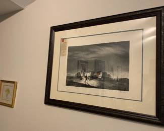 Original Signed Peter Hurd Lithograph #459 of 500 "The Sentinel Santa Fe Trail". "Original work from the artist, hand printed from the stone. The "k" in the lower left corner is the printer's mark. It shows he has approved the craftsmanship and guarantees the edition to be limited as indicated."