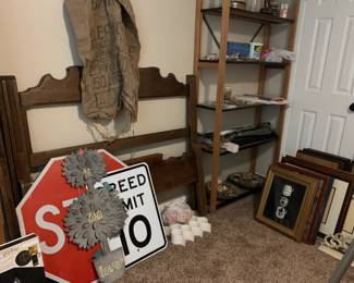 Original coffee bean bag, vintage bed frame, original signed artwork, photo equipment and more.