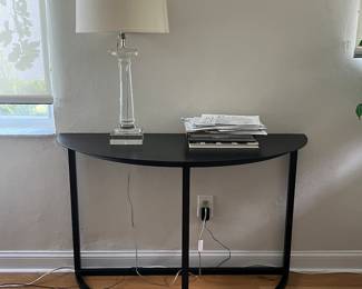 Restoration Hardware Mercer Demilune Console Table & Restoration Hardware Single Saxon Lamp