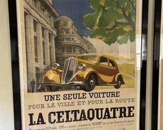  Art Deco  car advertising poster for the French automobile manufacturer Renault (founded 1899) - Celtaquatre Une Seule Voiture