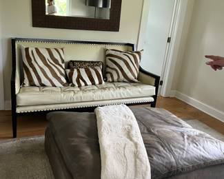 Leather Loveseat &  Restoration Hardware Ottoman