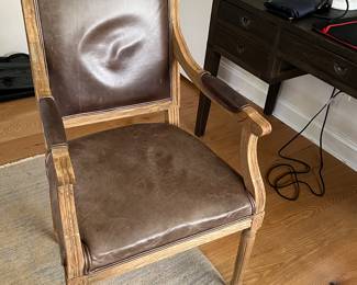 Restoration Hardware Leather Vintage French Square Arm Chair