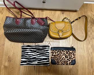Bally Tote, Elizabeth Weinstock Zebra Clutch, Rag & Bone Leopard Clutch, Marc Jacobs Yellow bag