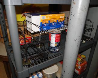 Plastic shelving, with can storage containers