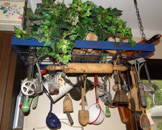 Vintage and Antique kitchen utensils.  And no, it is not some medieval torture contraption. 