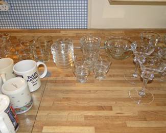 Glass bowls and cups