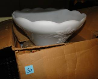 Milk glass punch bowl set