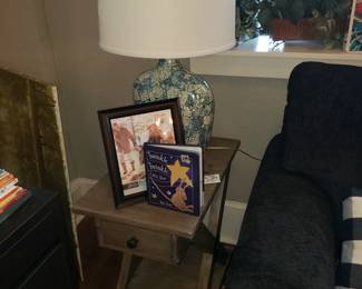 1 of 2 Matching Side Tables and Lamps