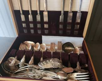Assorted William Bros. AA plated silverware.  A handful of knives are silver
