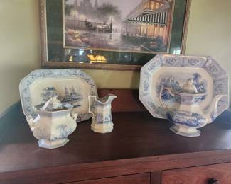 Light blue transferware 