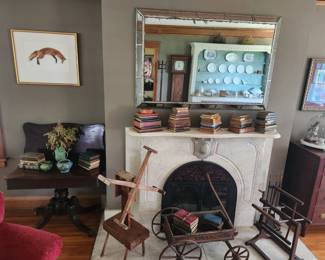 Primitives, antique books, Roseville 