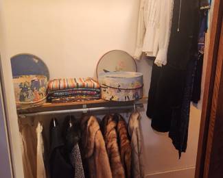 Furs, scarves, neat hat boxes 