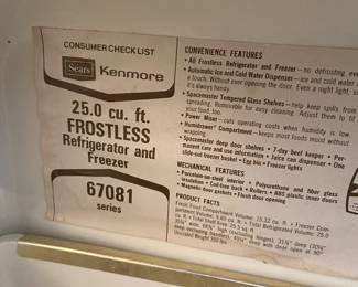 #141	Kenmore SXS almond color Frig 	 $75.00 			
