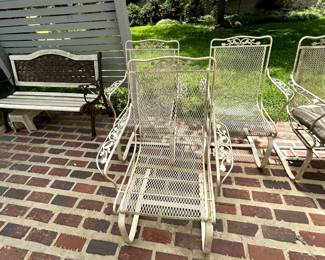 #95	Set of 3 White Wrought Iron Bouncy Chairs 	 $175.00 

