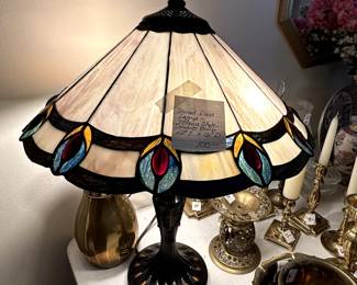#27 Stained Glass Lamp Tiffany Style Double Bulb - 22Tx16W	 $100.00 
