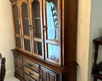 #17 Wood China Cabinet w/3 drawers, 2 wood doors & 4 Glass Doors w/lighted hutch w/2 glass shelves - 66x17x28-76 - (2 pcs - You Move)	 $65.00 
