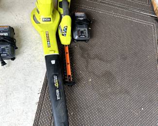 #133	Ryobi Easy Edge hedge Trimmer & Blower  Battery Powered  (missing one battery between them)	 $45.00 
