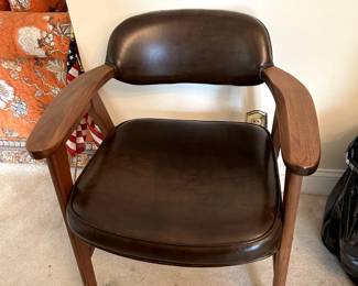 #21 Murphy Miller Mid-Century Wood & Brown vinyl odd dining chair	 $225.00 
