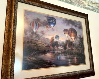 #63	Framed Print of Cottages with Hot Air Balloons by Nicky Boehme - 31x25	 $75.00 
