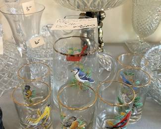 #50	West Virginia Glass American Song Birds - set of 6 glasses & Pitcher	 $40.00 
