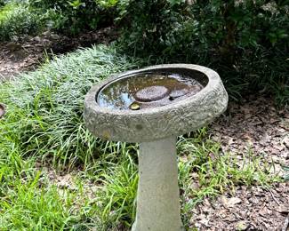 #102	concrete bird bath w/butterflies on side - 17x26	 $40.00                                                                               #103	concrete bird bath w/butterflies on side and inside  - 17x26	 $40.00 


