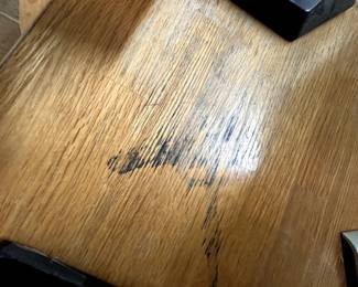 #85	White Painted Wood Table w/oak Top w/2 chairs	 $50.00 
