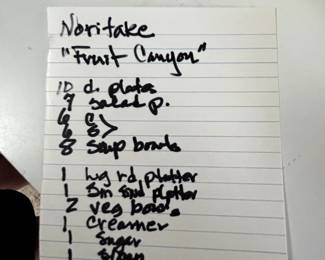 #139	Noritake "Fruit Canyon" Mixed Set China	 $80.00 
