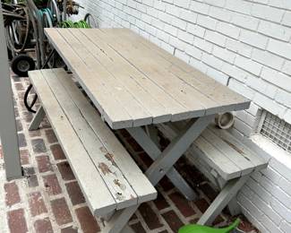 #99	Wood Picnic Table w/2 Benches - Painted Gray - 60"Lx28"Wx28	 $50.00 
