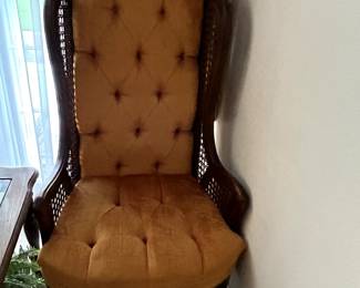 #4	Vtg. Gold Button Back Wingback Side Chair	 $175.00 
