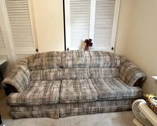 #25 Town House Sofa Mauve/Cream/Blue - 91" Long	 $50.00 
