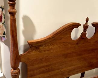 #8	Oak 4 Poster Queen Size Bed Frame w/side rails 	 $175.00 
