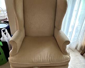 #5 Cream Colored Wingback Chair w/embroidered Tree on Back	 $75.00 
